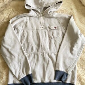 Billabong Cream and Gray Zip-Up Hooded Sweater